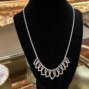 Sparkling Silver Crystal Tennis Statement Necklace